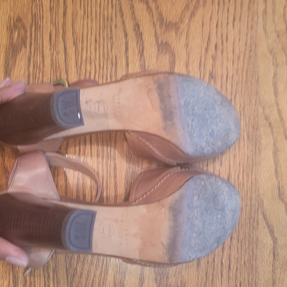 Stuart Weitzman Dark Tan Brown Genuine Leather Open Toe Platform Sandals Heels - Picture 14 of 14